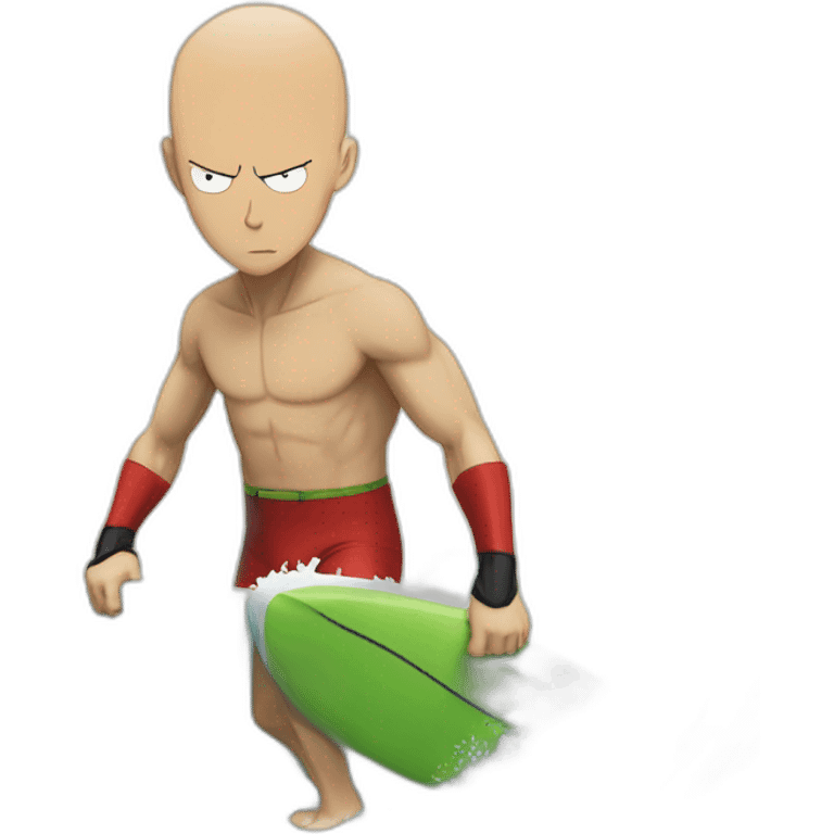 One punch man sur un surf emoji