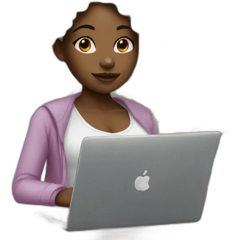 black girl with laptop and paint emoji