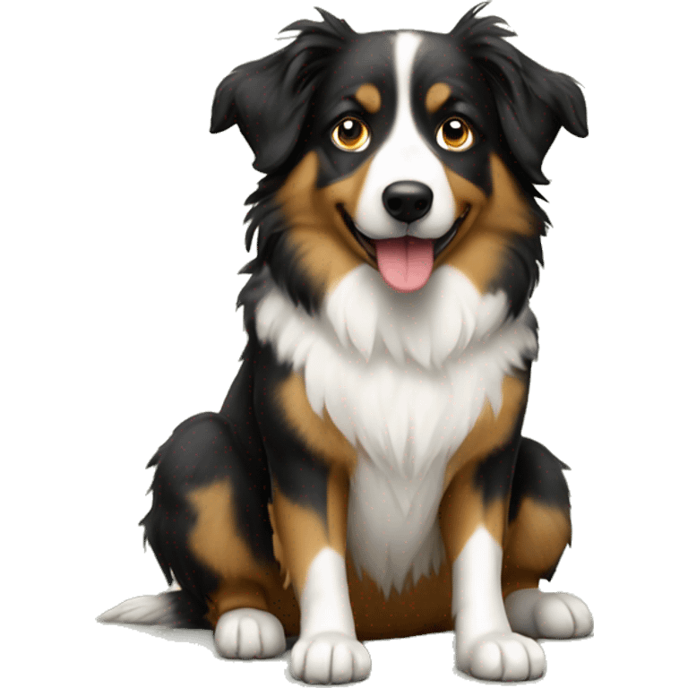 Aussie Shepherd standing on a frog emoji