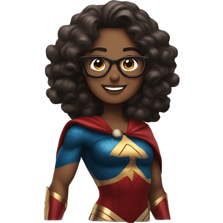 long curly wonderwoman with brown superman with glasses emoji