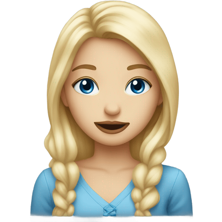 a blonde blue eyed girl sending a kiss emoji