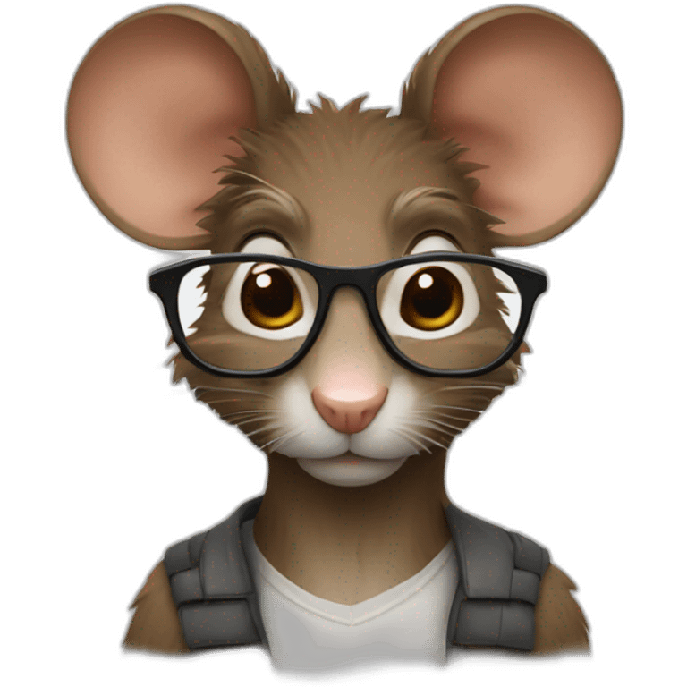 Un rat avec des lunettes et avec des cheveux bruns emoji