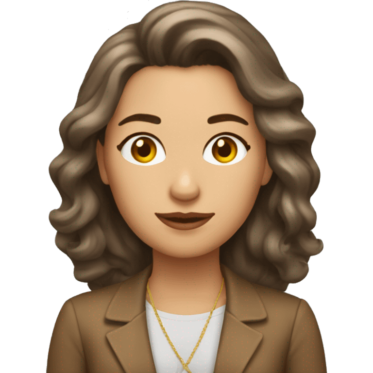 mujer blanca pelo marron a los hombos emoji