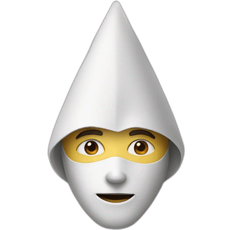 man in a white closed triangular pointed mask emoji