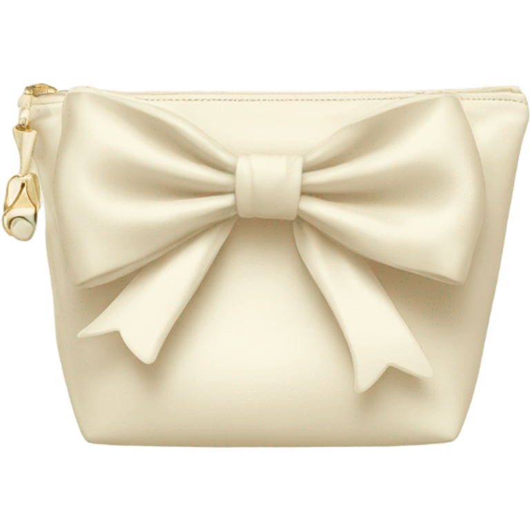 cream cosmetic bag with bow emoji