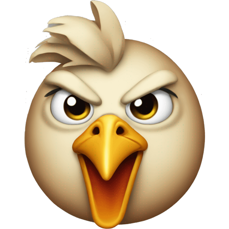 Chicken looking mad apple style emoji