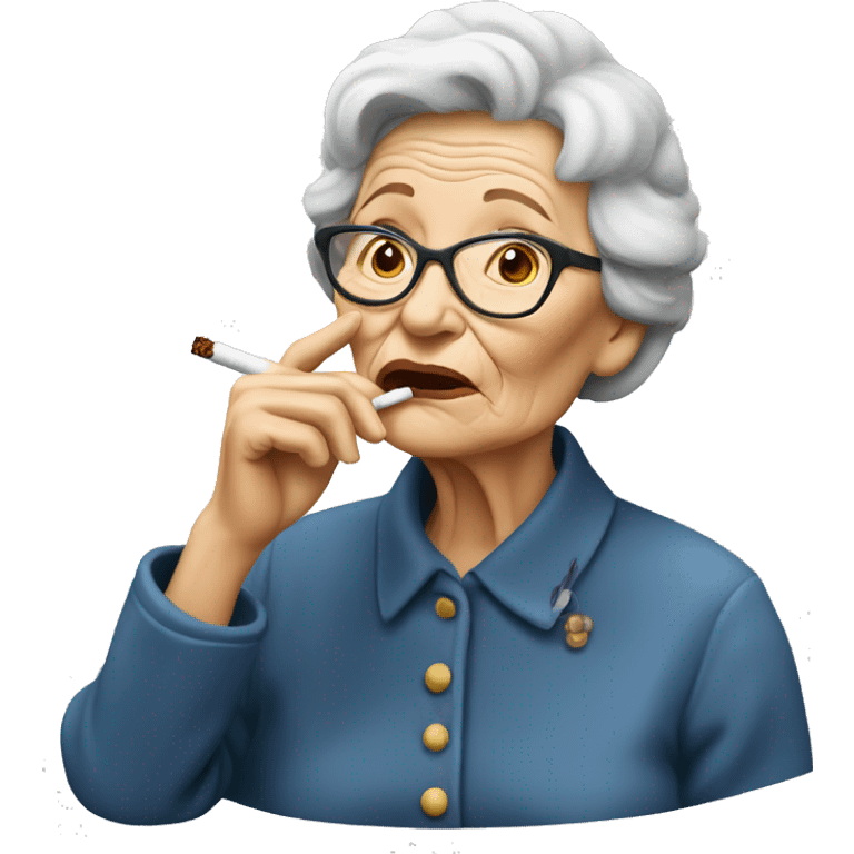 Old lady smoking cigarettes  emoji