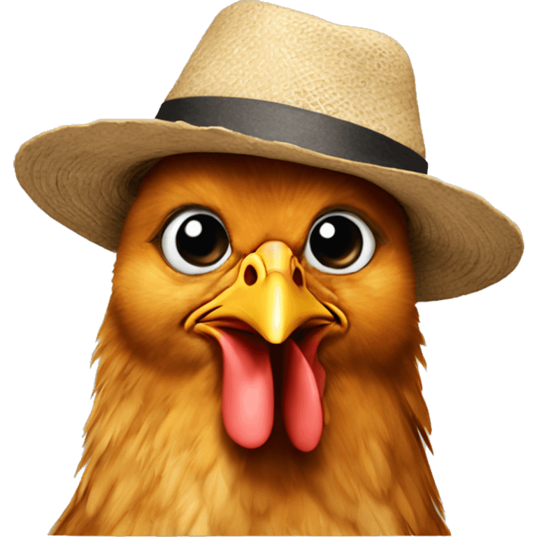 Chicken wearing a hat emoji