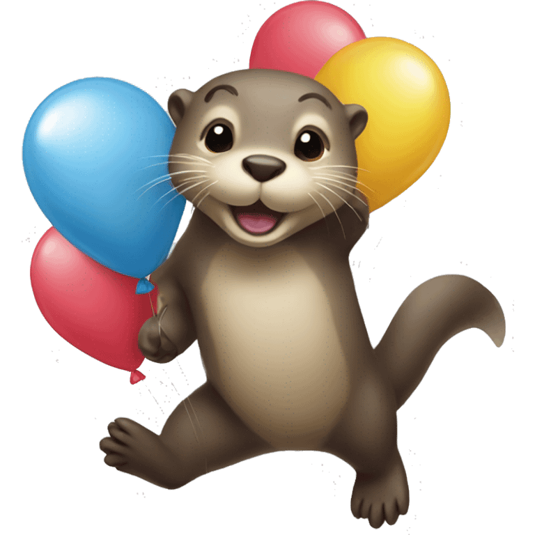 Otter holding balloons shaped like a 13 emoji