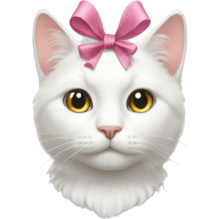 white cat with a bow on head emoji