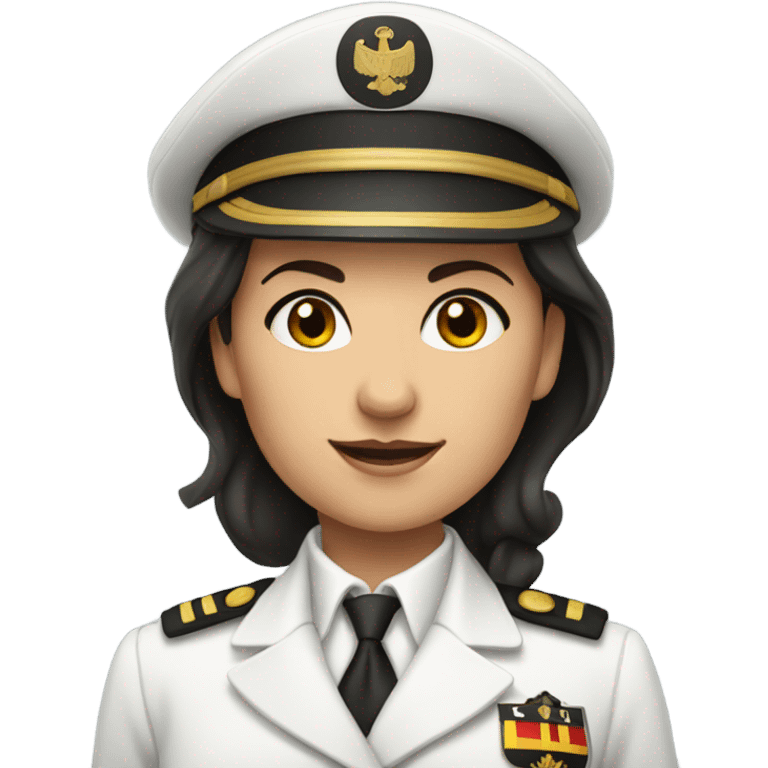 German Ship Captain Woman white Uniform dark hair emoji