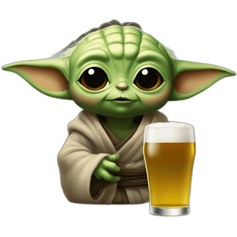 Bébé Yoda sur Luffy en train de boire une bière emoji