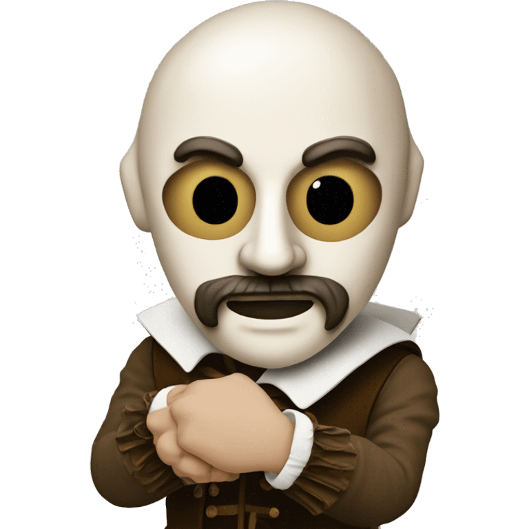 Shakespeare holds two masks in his hands - comedy and tragedy emoji