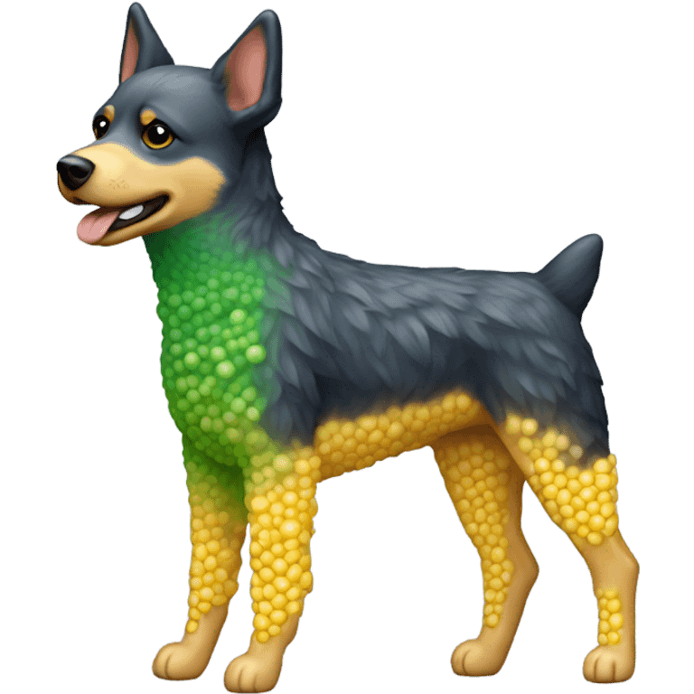 A blue heeler made of corn emoji