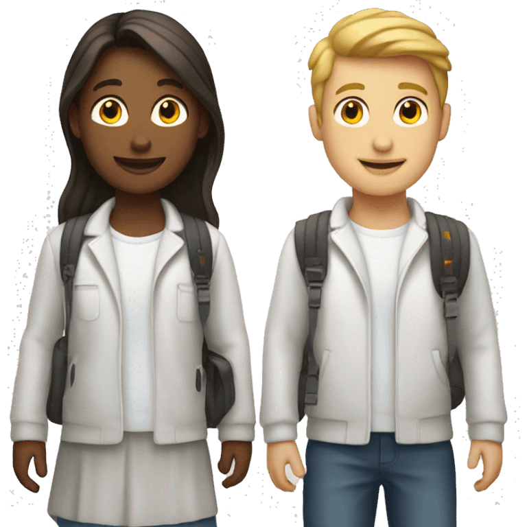 Two students in white emoji