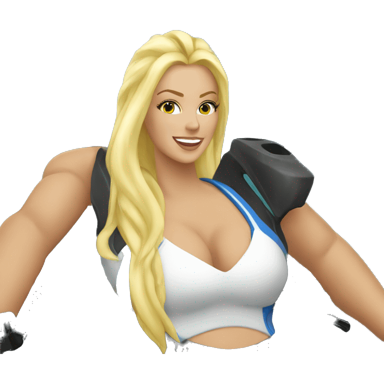 Blonde woman on jet ski at lake emoji