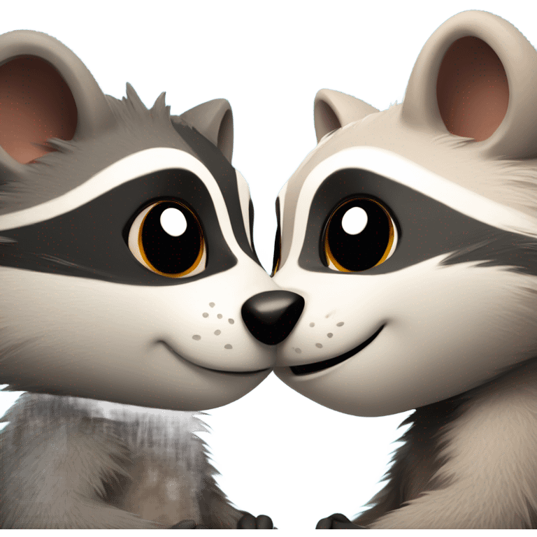 Possum and raccoon hugging emoji