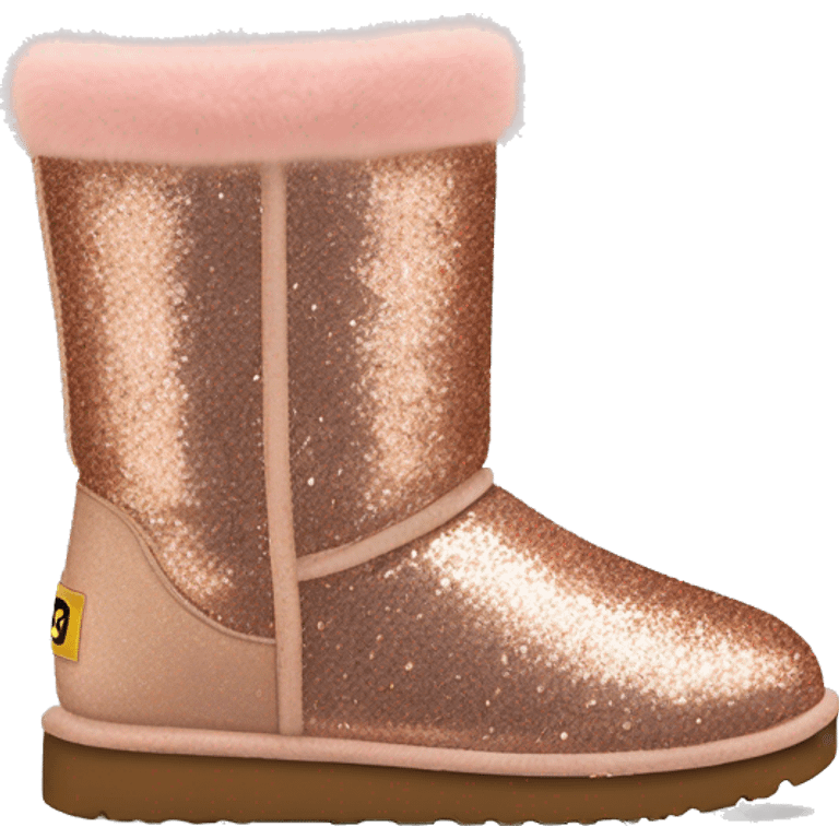 Realistic rose gold glitter and fur Ugg boots. emoji