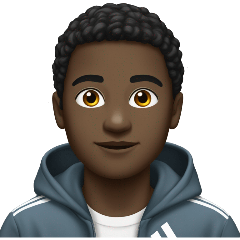 black boy with hoodie “mavi” and wearing “adidas campus” emoji