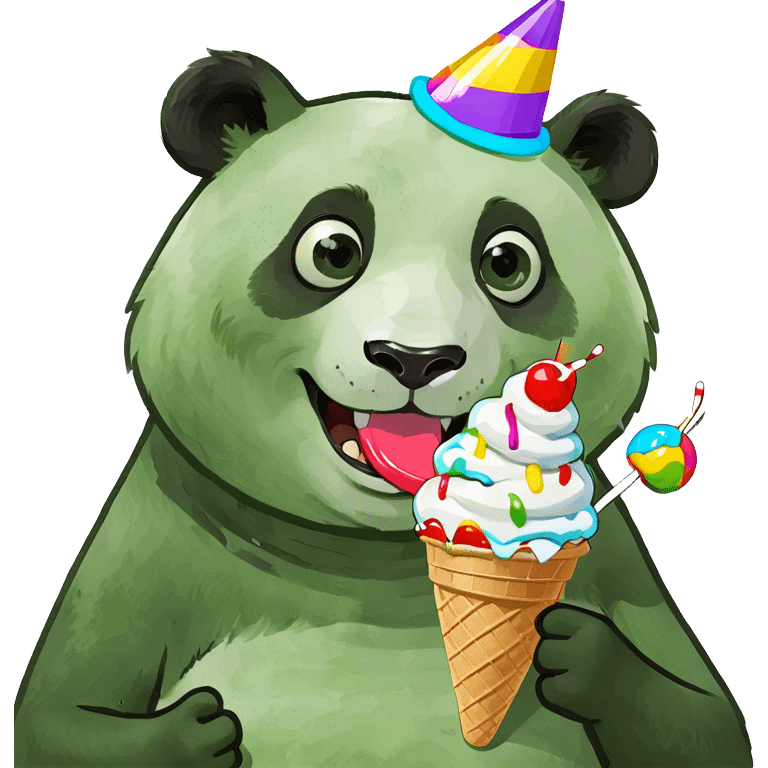 Panda eating ice cream emoji