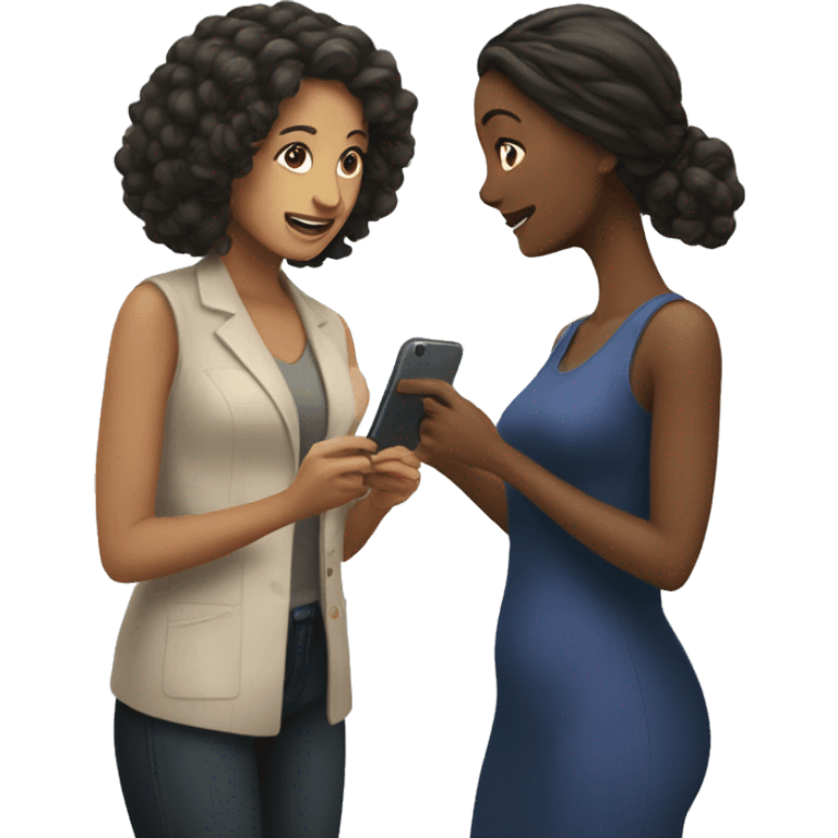 woman showing her phone to another woman emoji