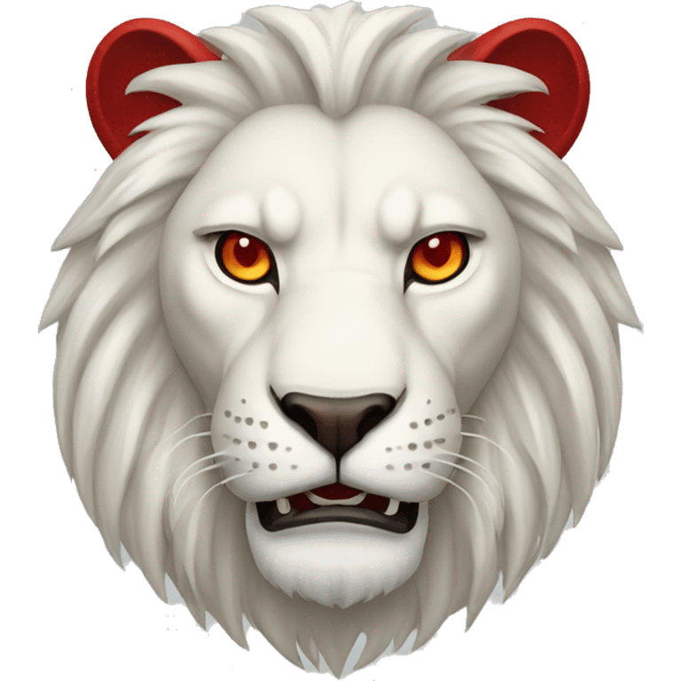 Angry white lion with red eyes emoji