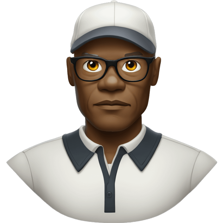 bald samuel l jackson serious wearing shirt and golf flexfit emoji