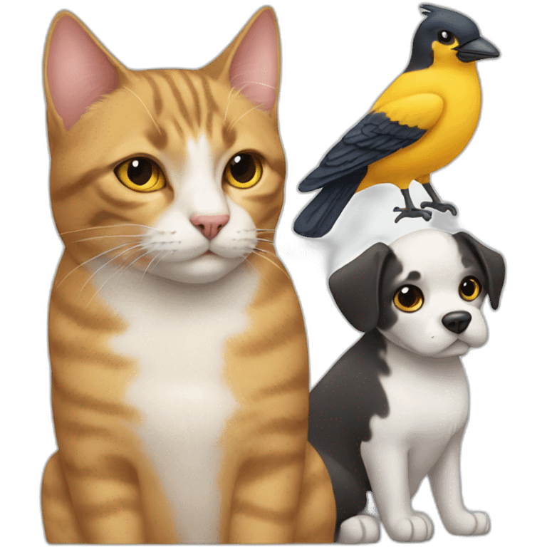 Cat, bird, dog emoji