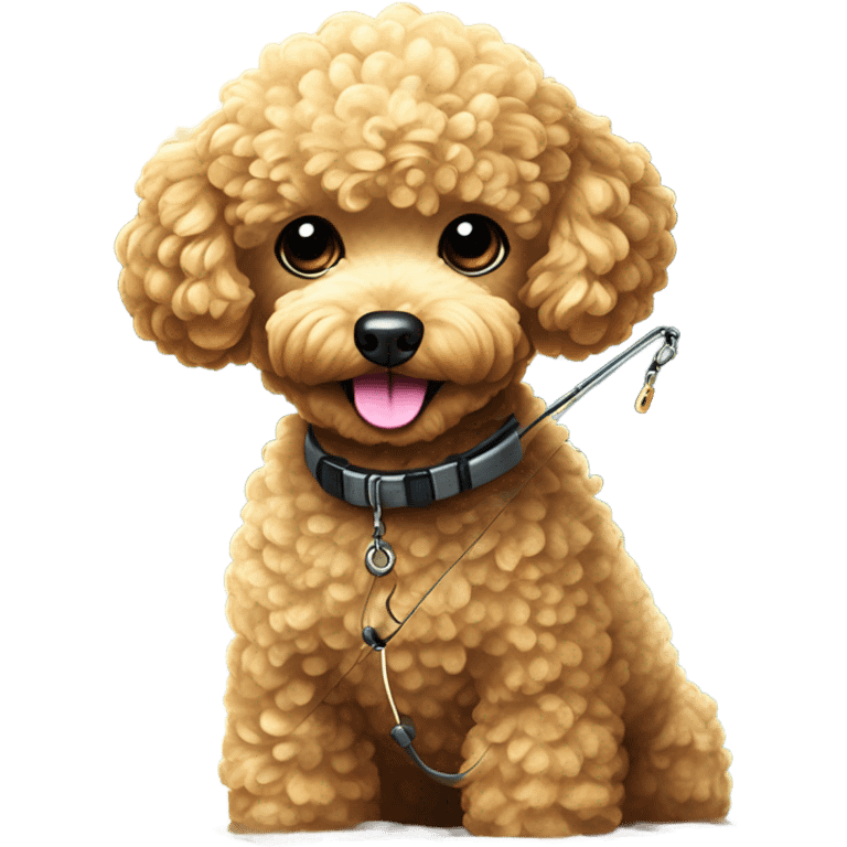 Golden toy poodle fishing emoji