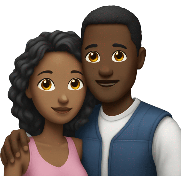 black woman & white man couple cuddling  emoji