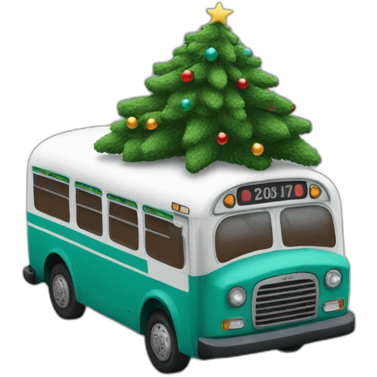  bus with a Christmas tree on the roof emoji