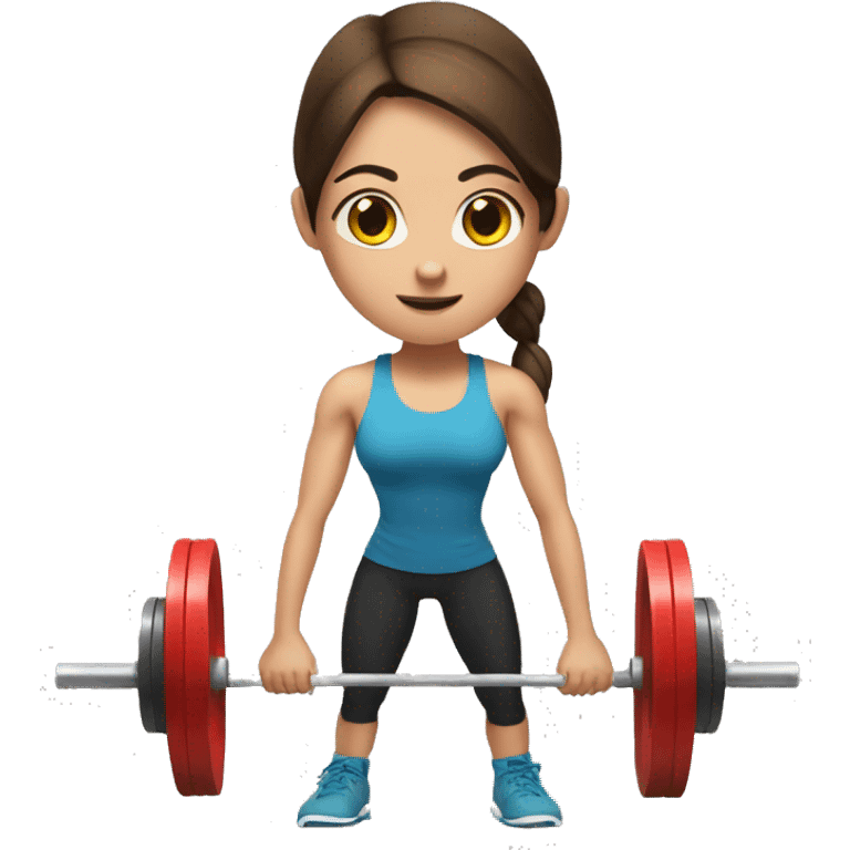 Deadlift exercise girl with brown hair and brown eyes  emoji