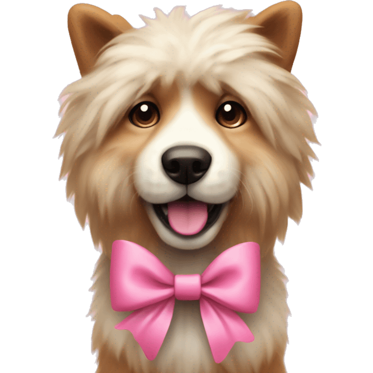 fluffy dog with pink bow emoji