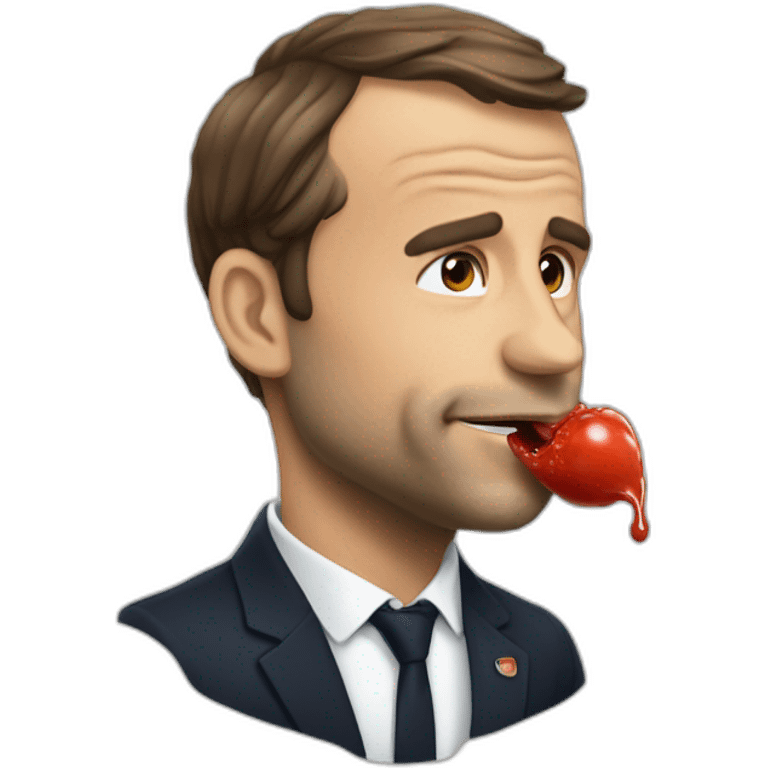 macron mange une sucette emoji