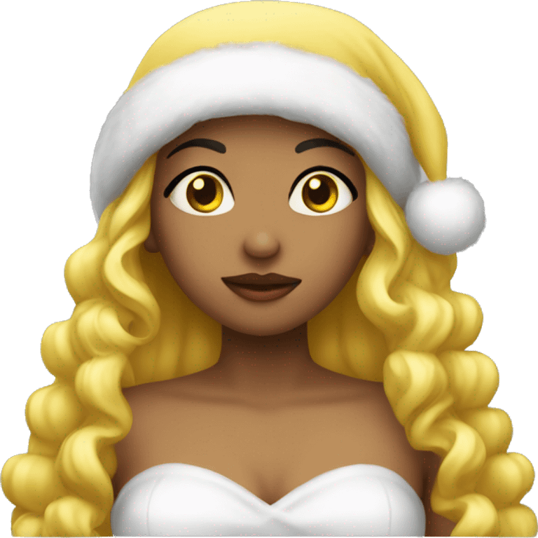 Girls kissing in Christmas attire yellow skin emoji emoji