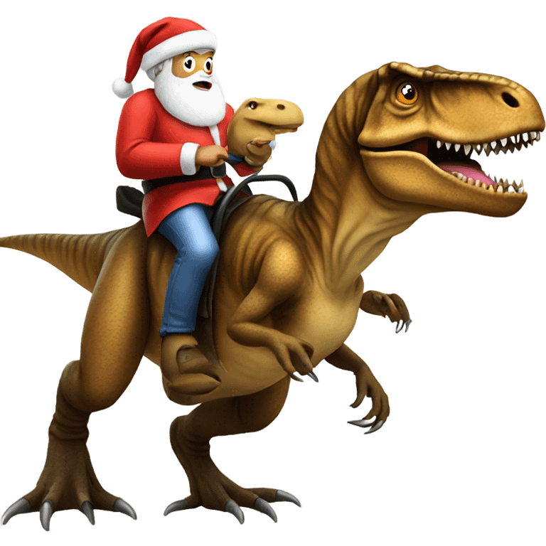 Santa riding a T. rex emoji