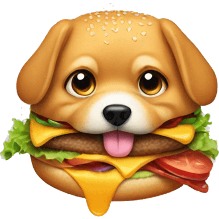 dog eating a burger emoji