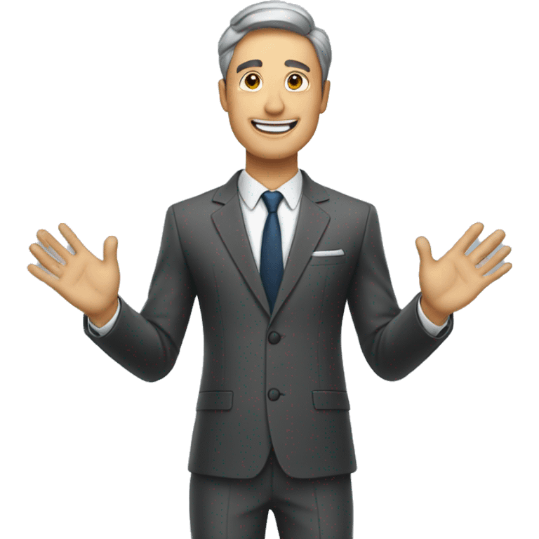 man in a suit holding his hands in the air copy paster emoji