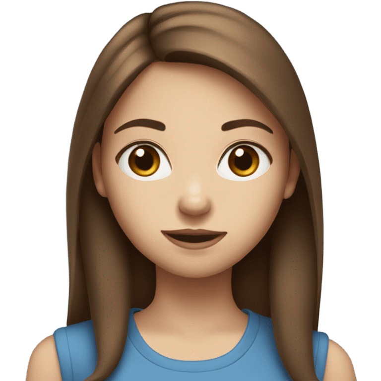 A girl with blue eyes and straight brown hair emoji