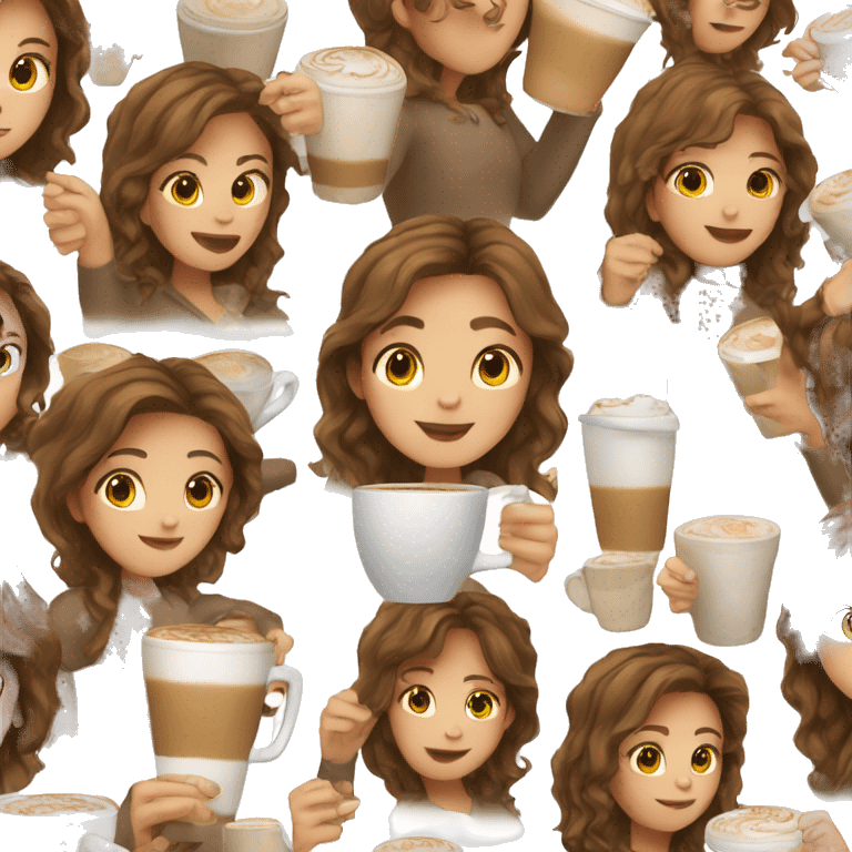 brown hair girl drinking latte emoji