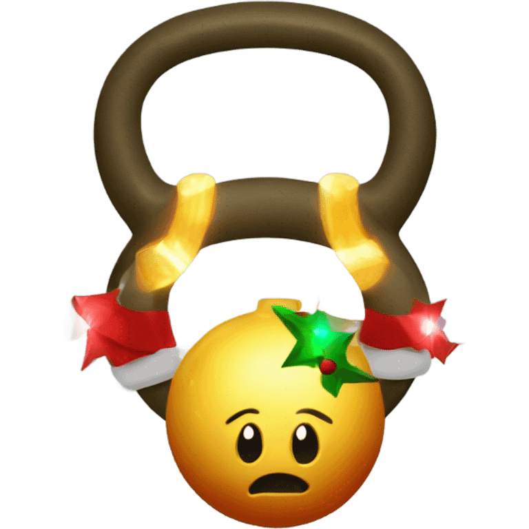 Christmas lights around  a kettlebell emoji