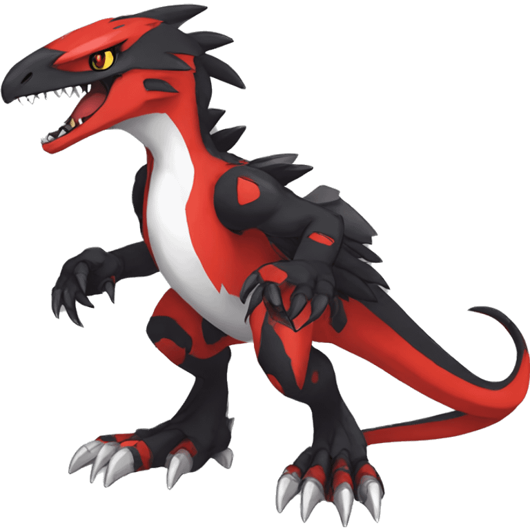  Cool Edgy Black Red White Digimon-Fakemon-Raptor-Reptile full body emoji