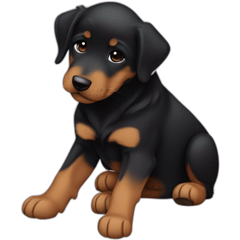 Sleeping black and brown beauceron puppy with white chest and chin emoji