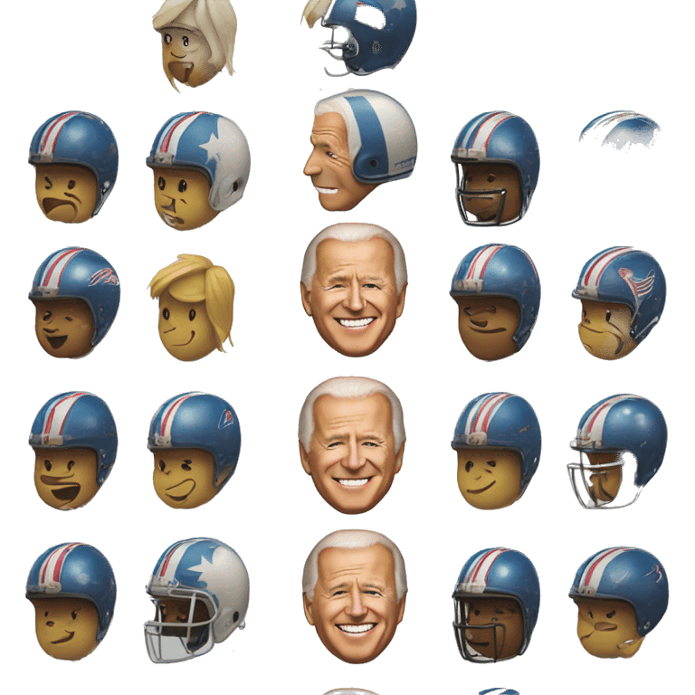 Joe Biden wearing a football helmet and a Hawaiian shirt emoji