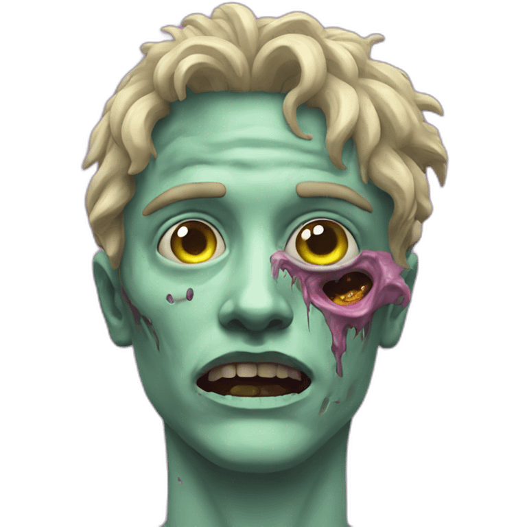 Vaporwave person, half person face half zombie face emoji