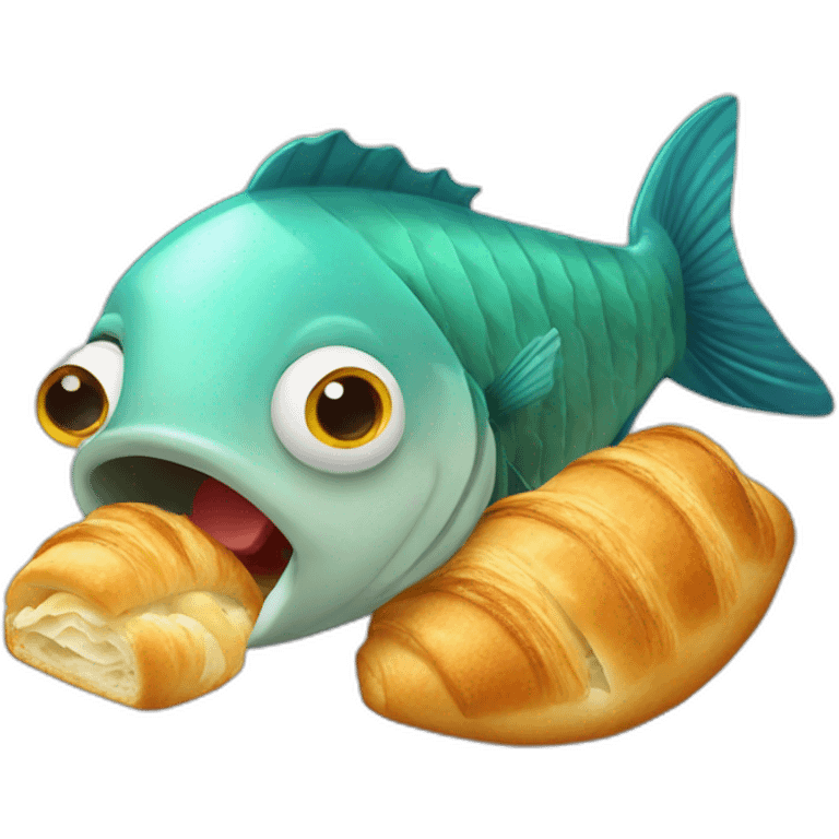 fish eating croissant emoji