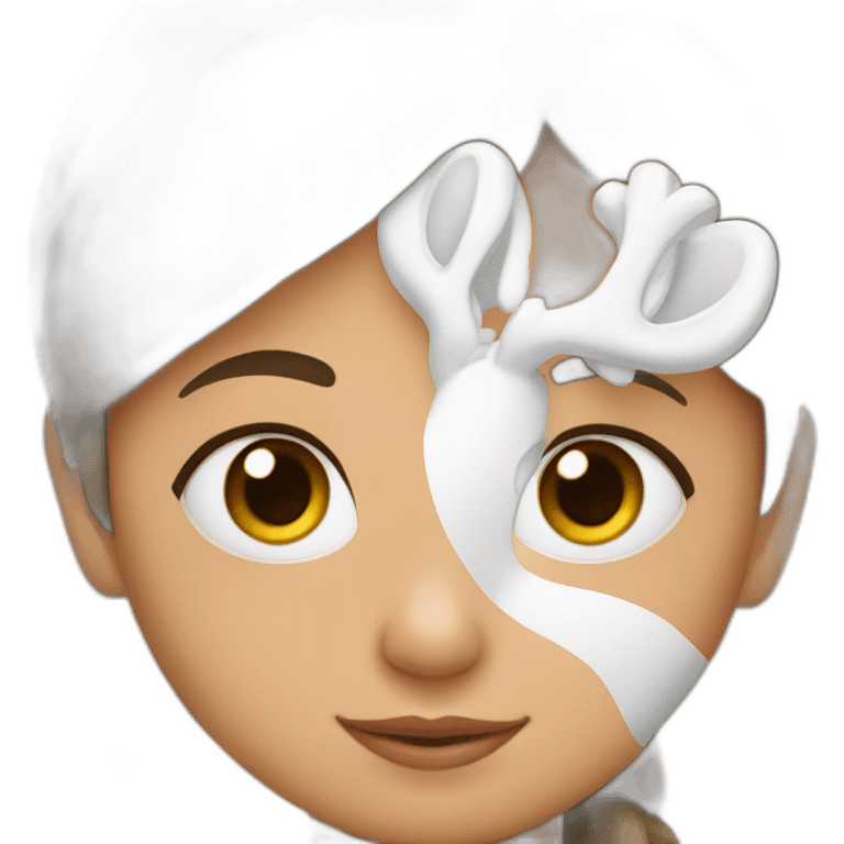 una niña y un conejo blanco en brazos emoji