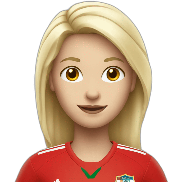 White blonde girl with Red soccer Shirt emoji