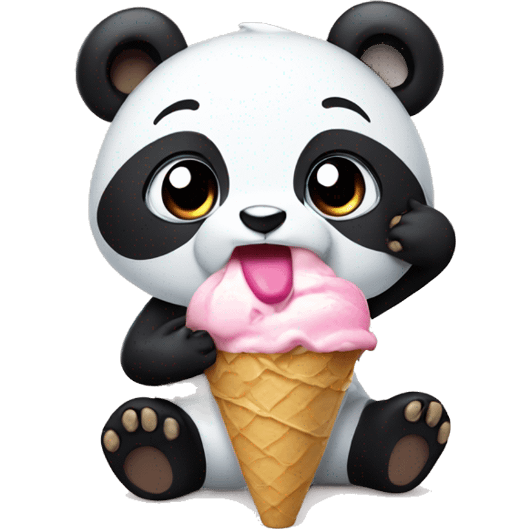 Panda eating ice cream emoji