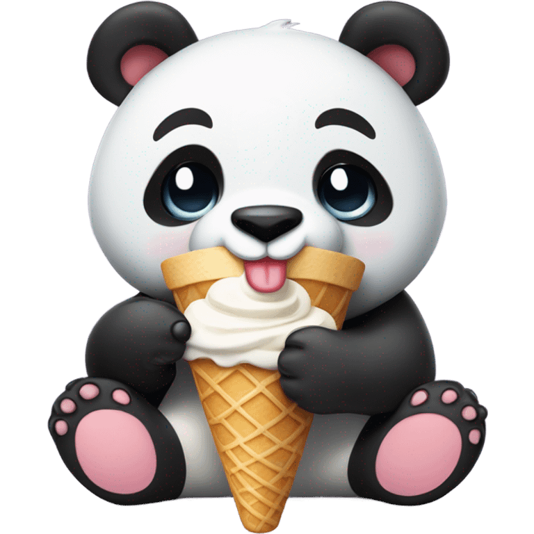 Panda eating ice cream emoji